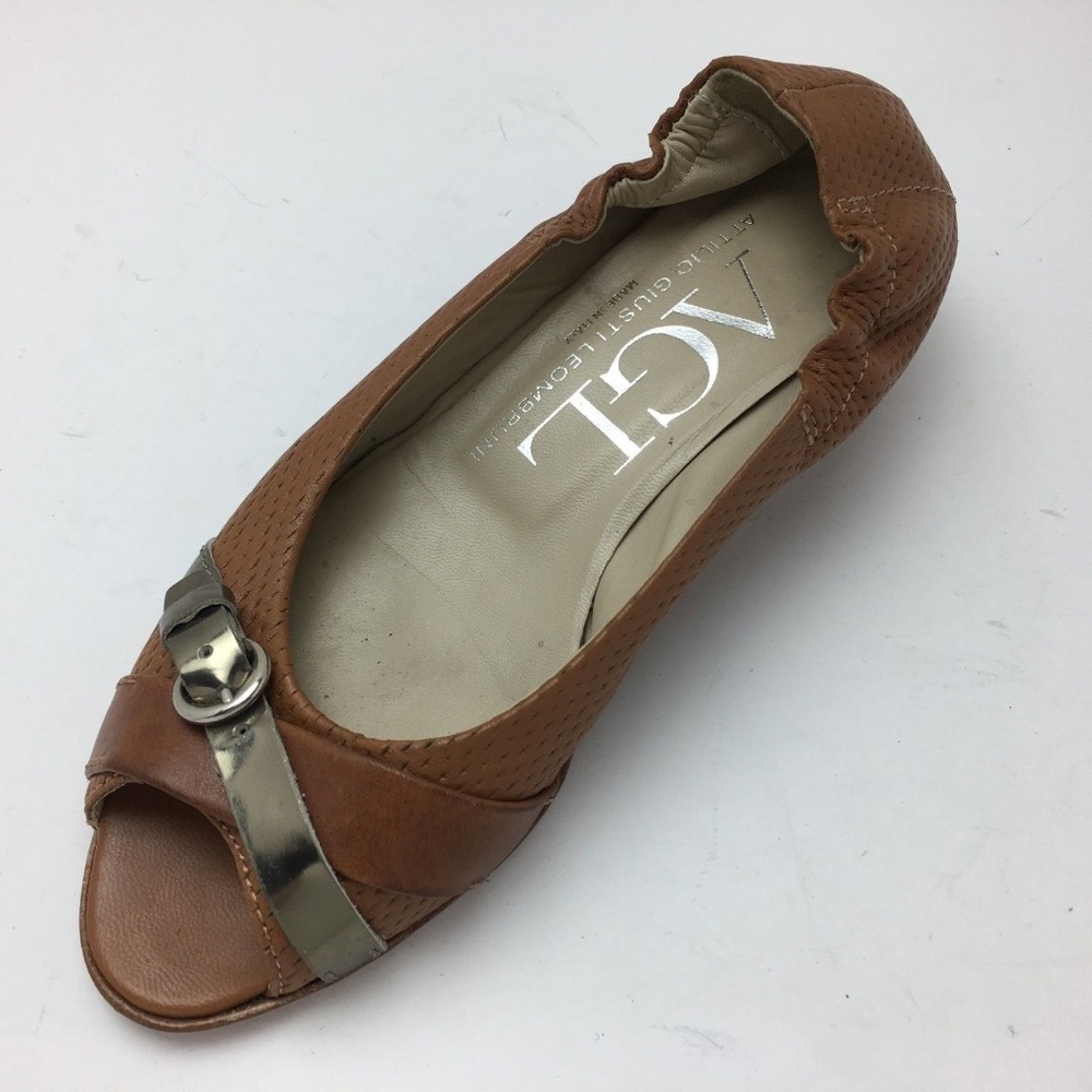 AGL Peep Toe Buckle Ballet Flats Womens 34 US 4